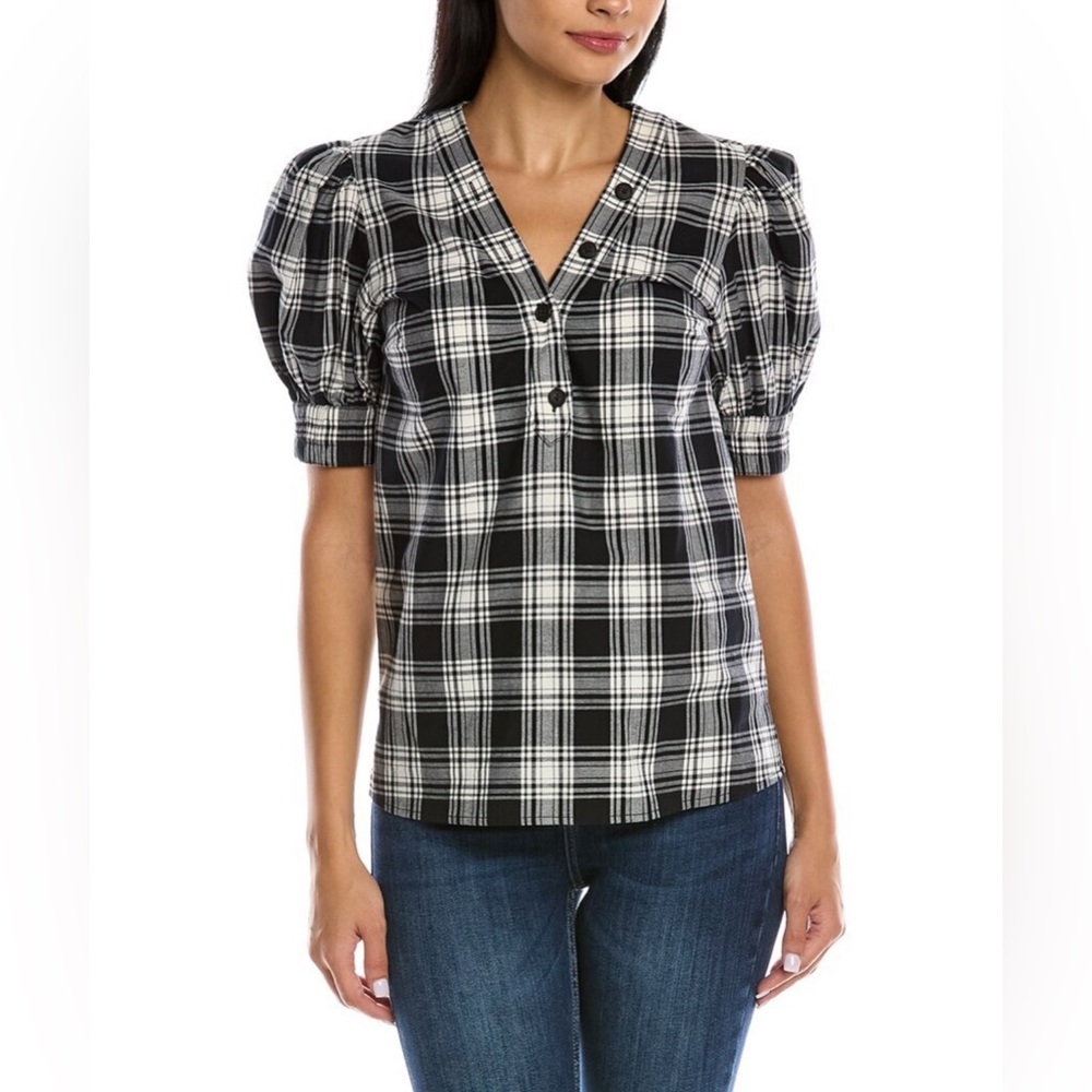 Derek Lam hazel puff shoulder short sleeve top | Sz 14
